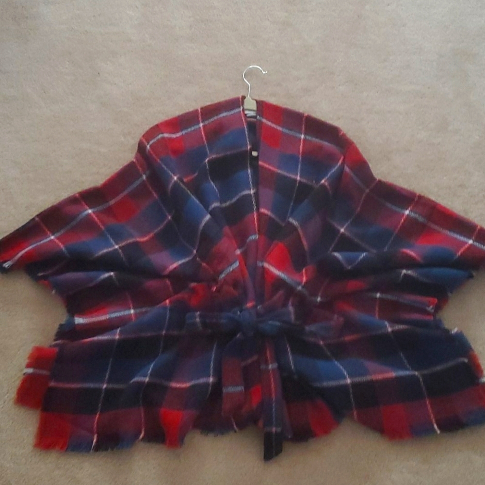 Red and Blue Flannel Kimono